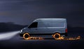 Fast delivery van with burning tires Royalty Free Stock Photo