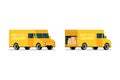 Fast delivery yellow truck side front and back view set. Express shipping service van concept. Isometric 3d styled flat Royalty Free Stock Photo