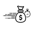 Fast Dollar money providence, business and finance services, financial solution. Dollar with stopwatch icon. Vector illustration Royalty Free Stock Photo