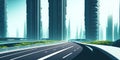 Fast Drive on Futuristic Modern Highway, Generative AI Illustration