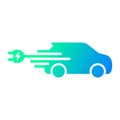 Fast electric car with plug icon symbol, EV car, Green hybrid vehicles charging point logotype, Eco friendly vehicle Royalty Free Stock Photo