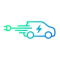 Fast electric car with plug icon symbol, EV car, Green hybrid vehicles charging point logotype, Eco friendly vehicle Royalty Free Stock Photo