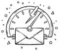 Fast Email Delivery Speed Meter with Envelope and Lightning Bolt Symbol Royalty Free Stock Photo