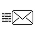 Fast envelope delivery icon outline vector. Velocity work online