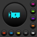 Fast ethernet network controller dark push buttons with color icons Royalty Free Stock Photo