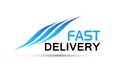 Fast and express delivery logo icon shaped in wings on white Background