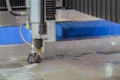 Fast extreme cnc automatic waterjet cutting machine working with sheet metal Royalty Free Stock Photo
