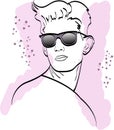 Fast fashion sketch with guy in glasses vector