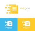 fast file logo combination. Speed document symbol or icon. Unique page and note logotype design template. Royalty Free Stock Photo