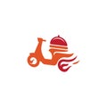 Fast Fire Scooter Courier Delivery Order Service Food Logo