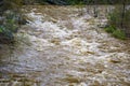 Fast Flood Water at Maury River in Goshen Pass