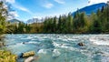 The fast flowing crystal clear waters of the Chilliwack River Royalty Free Stock Photo