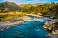 Rapids in the Hokitika River near the Hokitika Gorge carpark on the South Island West Coast withe the Southern alps Royalty Free Stock Photo