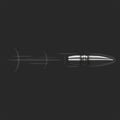 Fast flying silver bullet realistic vector illustration, a symbol of military aggression and danger, weapons against vampires