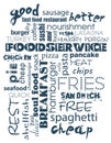 Fast food. Background or label in business. Labels in various styles for food use