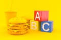 Fast food background with toy blocks Royalty Free Stock Photo