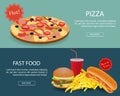 Fast Food banner set. Website header Royalty Free Stock Photo