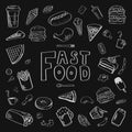 Fast food. Black background. Vector fast food