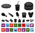 Fast food black,flat icons in set collection for design.Food from semi-finished products vector symbol stock web Royalty Free Stock Photo