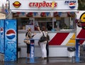 Fast food booth with Pepsi advertisements on Moscow street.