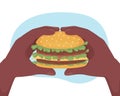 Fast food burger 2D vector isolated illustration Royalty Free Stock Photo