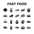 fast food burger hamburger pizza icons set vector Royalty Free Stock Photo