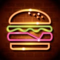 Fast food burger neon label