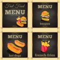 Fast food chalkboard Set Royalty Free Stock Photo