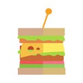 Fast Food Cheeseburger Vector in Flat Design.