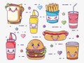 Fast food collection kawaii cartoons