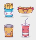 Fast food collection kawaii cartoons