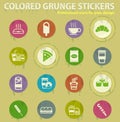 Fast food colored grunge icons