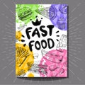 Fast food colorful modern banners set. Royalty Free Stock Photo