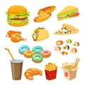 Fast Food Colorful Objects Set