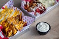 Fast food combos on a table Royalty Free Stock Photo