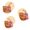 Fast food with combos Royalty Free Stock Photo