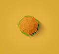 Fast food concept. Burger from cardboard on yellow background. C