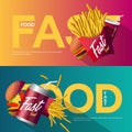 Fast food creative poster design set