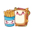 Fast food cute sandwich and french fries cartoon