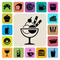 Fast food and dessert icon set Royalty Free Stock Photo