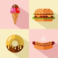 Fast food and dessert icons Royalty Free Stock Photo