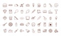 Fast food dinner and menu, tasty meal and unhealthy, restaurant lunch icons set line and fill style