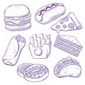 Fast Food Doodle Collection Royalty Free Stock Photo