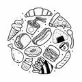 Fast Food Doodle Equipment Hand Drawn Vector