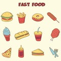 Fast food doodle icons Royalty Free Stock Photo