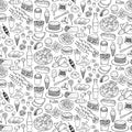 Fast Food Doodle Seamless Pattern