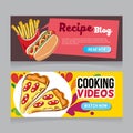 Fast food doodle web banner hand drawn style