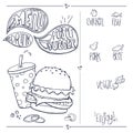 Fast Food Doodles Hand Drawn Sketchy Vector Symbols Royalty Free Stock Photo
