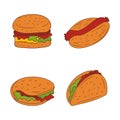 Fast food doodles with hand drawn style vector illustration Royalty Free Stock Photo