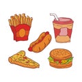 Fast food doodles vector illustration Royalty Free Stock Photo